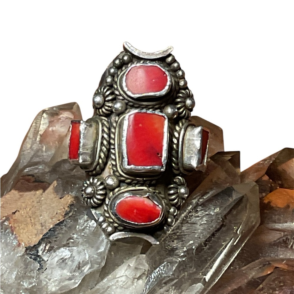 Red Coral .925 Silver Ring